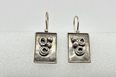 Silpada Sterling Silver 925 Rectangle Circle Bezel Earrings W1769 Retired