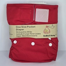KaWaii Baby One Size Pocket Diaper and Two Inserts - fits 8 to 36 lbs