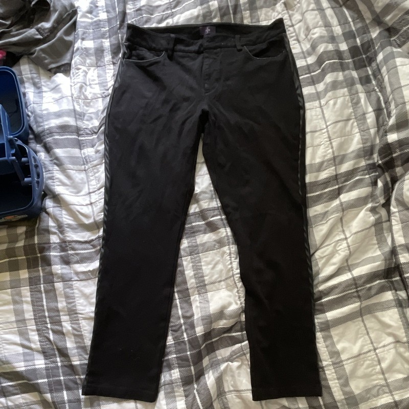 NYDJ Women's Black Solid Flat Front Regular Fit Pants, Size 12