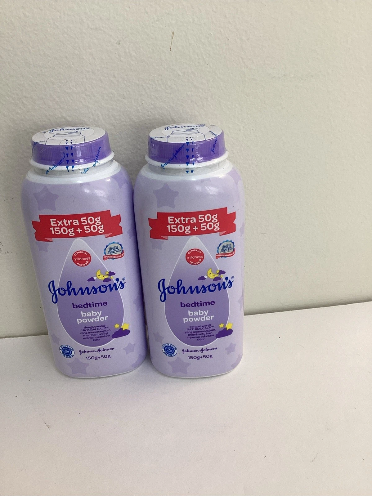 Lot Of 2 Johnson's Bedtime Baby Powder Natural Calm With Extra 50g, 150g + 50g