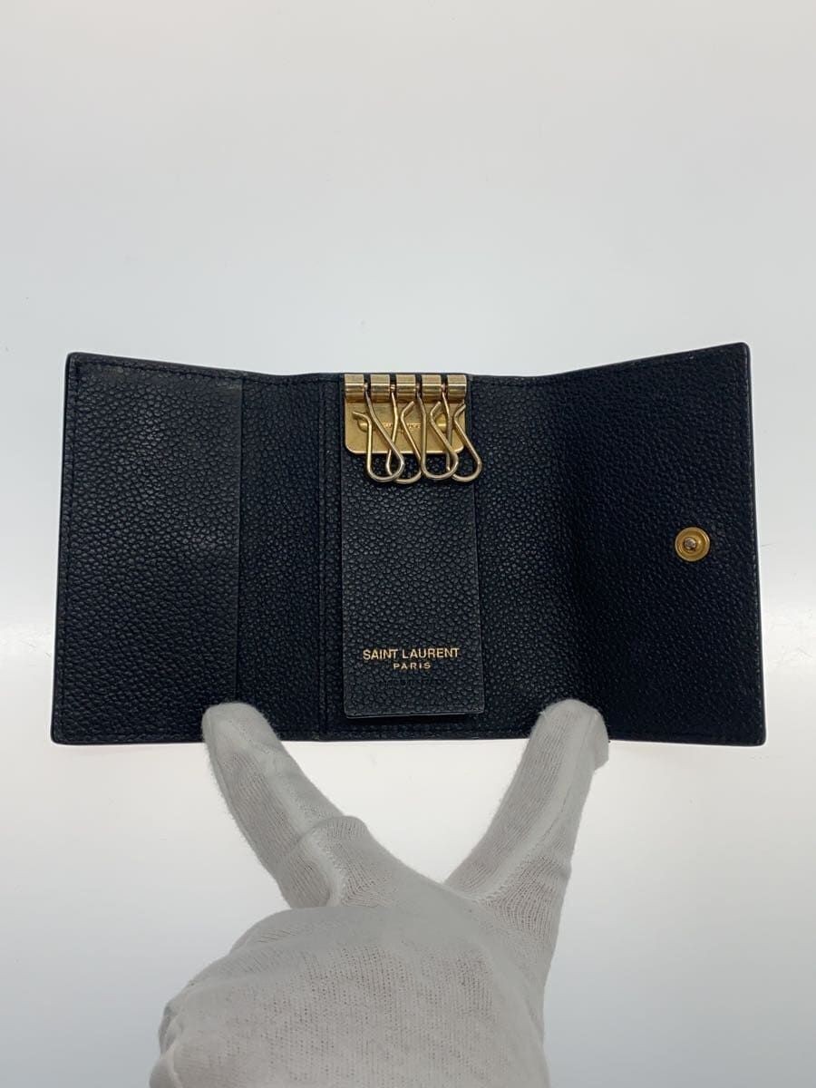YSL 黒 レザー キーケース サンローランパリ YSLロゴ レザー