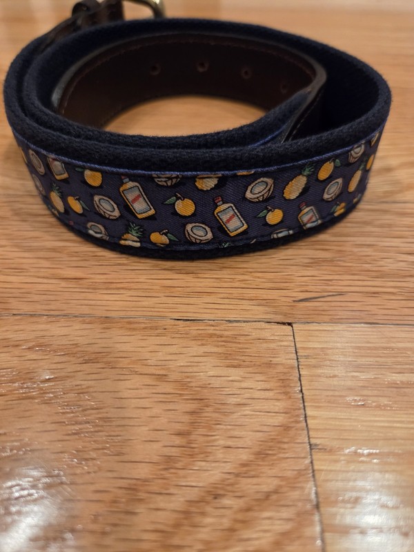 Vineyard Vines Men’s Canvas Club Belt “Pain Killer” Caribbean Drink Design Sz 30