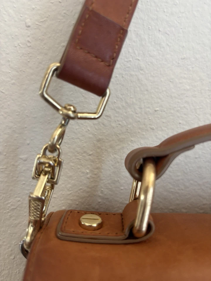 Bandolera de hombro de cuero para mujer J Crew. Alta Calidad Dorado Marrón Color Ezell Foto 3 de 4