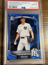 CAM SCHLITTLER 2025 Bowman Chrome #BCP-166 Yankees 1st Sapphire Refractor PSA 10