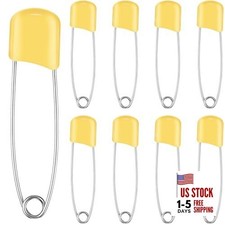 50 Pcs Diaper Pins Safety 2.2 Inch Plastic Head Cloth Diaper Nappy 100 Yellow