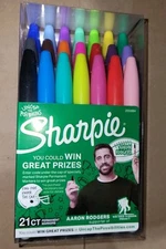  Sharpie Sanford Permanent Marker Fine  Pt Tip  21 Asst Colors Aaron Rodgers New