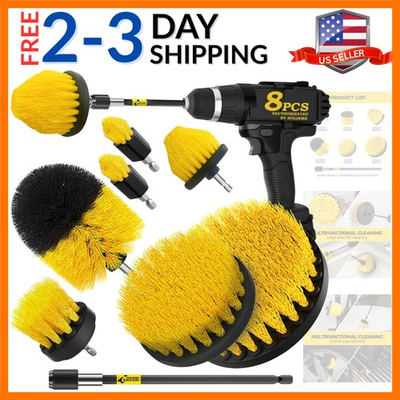 #ad 8 Piece Drill Brush Attachments Set Power Scrubber with Extend Long Attachme... $22.49