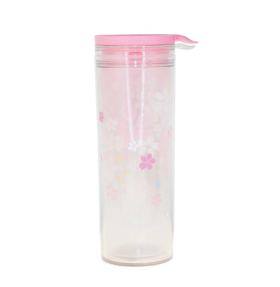 Starbucks Pink Sakura Cherry Flower Blossom Acrylic Water Bottle Tumbler 12 Oz - Image 2 of 3