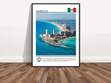 Cancun  Mexico Travel Poster Print-Beach-Vacation-Cruise-1