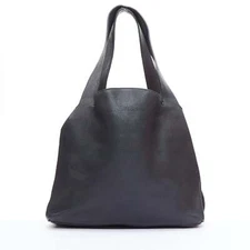 THE ROW black pebbled leather gold stud minimal hobo tote bag