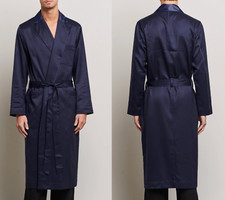CDLP TENCEL™ LYOCELL Blue Satin Belted Robe Coat Bathrobe Overcoat Parka New XS