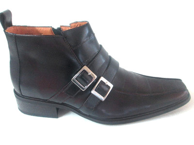 La Milano Men's Leather Burgundy -Italy Design-Leather Dress Boots*side Buckle