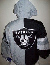 Raiders Jacket Vegas Starter KNOCKOUT NFL Hooded Jacket GRAY BLACK M L XL