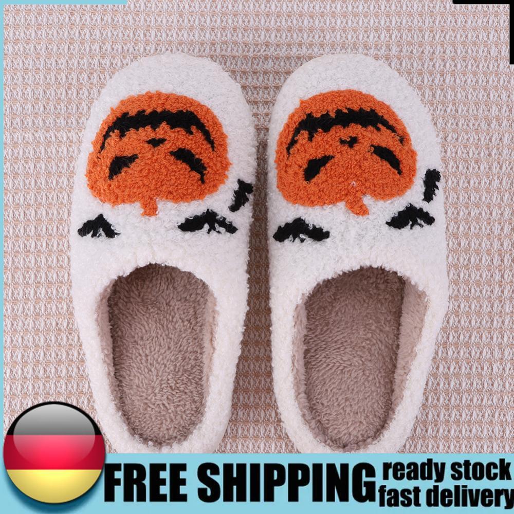 APL Comfortable Furry Pumpkin Bat Slippers Halloween Pumpkin Slippers for Men Women
