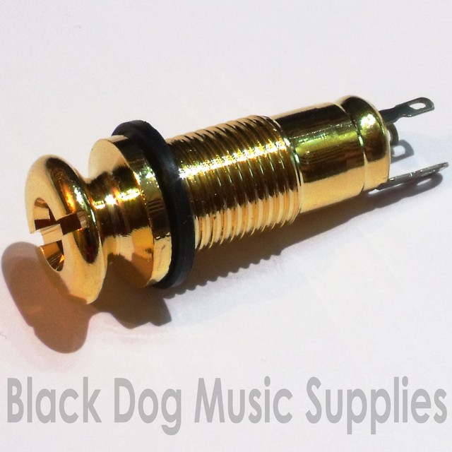 Acoustic guitar jack socket strap pin in gold screw in 2 pole self