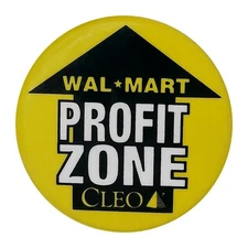 Walmart Profit Zone Button Store Employee Pin Cleo Communications Software VTG