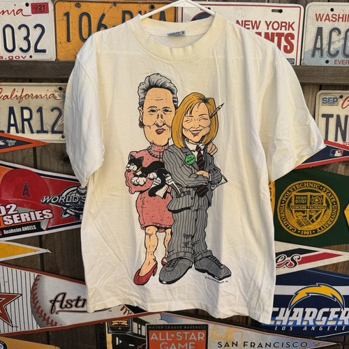 Size L - Vtg 90s Streetwear Mens Distressed Hillary Clinton T-shirt
