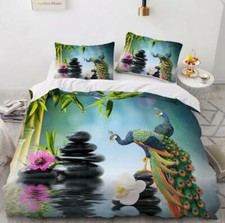 3D Peacock Stone ZHUA1853 Bed Pillowcases Quilt Duvet Cover Set King Zoe