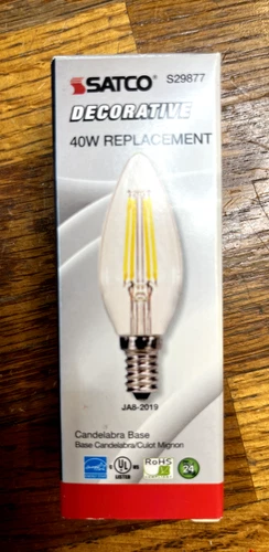 Satco S29877 - 4.5W Torpedo 40W Candelabra LED Warm White - Picture 2 of 4