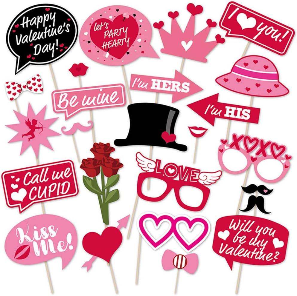 Valentine'S Day Photo Booth Props Happy Lovers Selfie Photobooth Props, Valentin