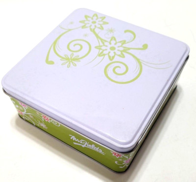 Collector Tin, Mrs. Fields Cookie Tin Green & White