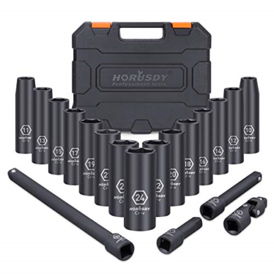 HR サンプルセット HORUSDY 1/2-Inch Drive Deep Impact Socket Set, 19-Piece 10mm