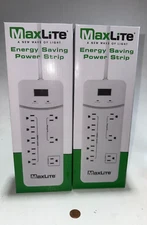 2X MaxLite Energy Saving Power Strips Surge Protectors 8 Outlets