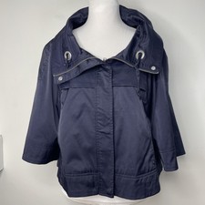Millard Fillmore Cropped Blue Women's Jacket 3/4 Sleeve Coat Size L