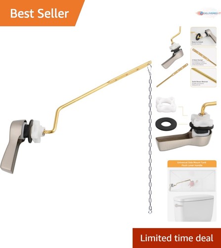 Durable Toilet Handle Replacement in Brushed Nickel - Fits Most Flush Systems