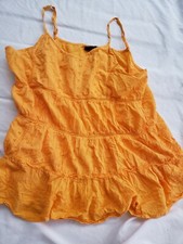 Ruby N Style Womens Size 1x (18W) Yellow 100% Cotton Spaghetti Strap Peasant Top