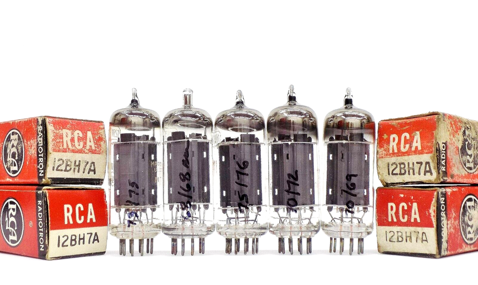 5 Nice Strong Testing Vintage RCA 12BH7A Vacuum Tubes