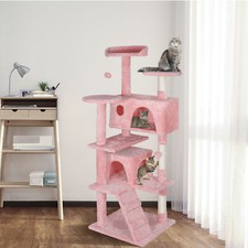 53" Cat Tree Tower Activity Center Large Playing House Condo For Rest Pink