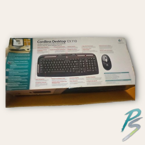 Logitech EX110 Cordless Desktop Wireless Keyboard & Optic Mouse - NEW, Open Box - Picture 2 of 2