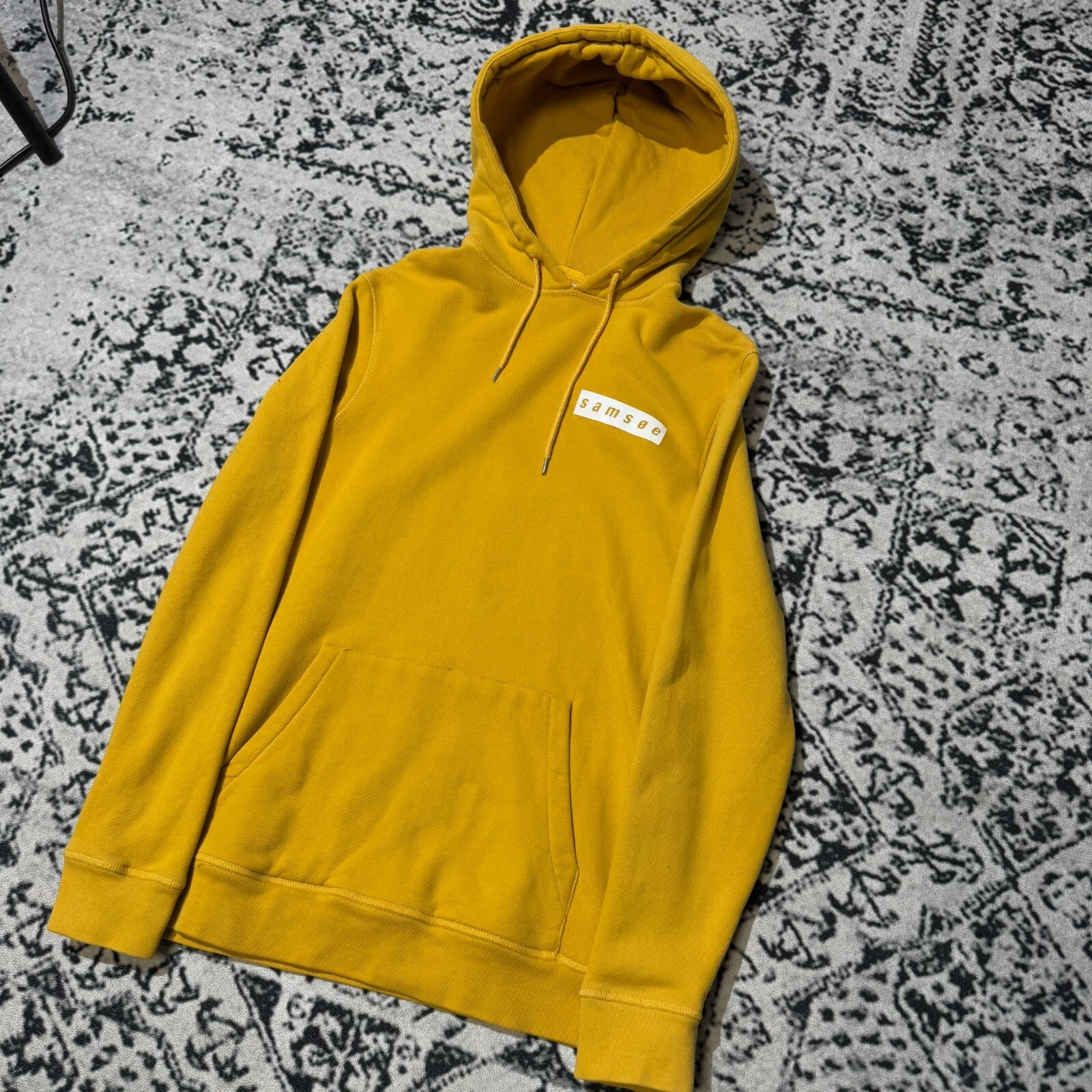 GUCCI Felpa con cappuccio vintage unisex cotone giallo taglia S Samose Y2K anni 90 streetwear vestibilità regolare