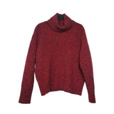 Sanctuary women's sweater turtleneck boxy red black knit weave warm large