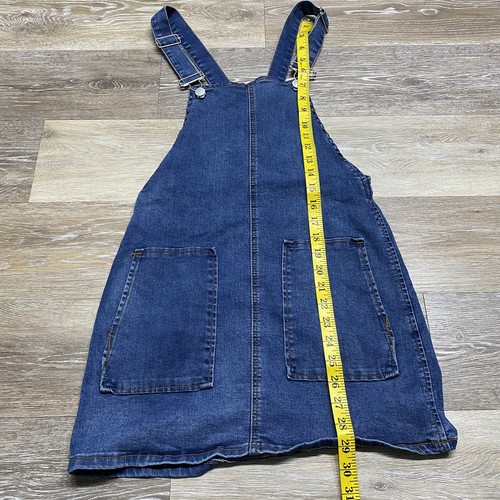 SKY & SPARROW Adjustable Straps Dark Wash Blue Denim Jean Jumper Skirt Womens XS - Picture 7 of 8