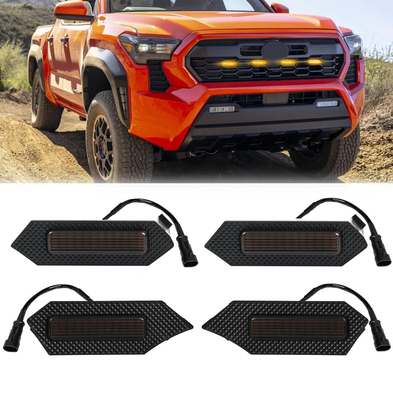 4pc LED Grille Lights For Tacoma 2024 Offroad Crew Cab Pickup Grill Accessories