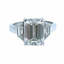 Lab-Created 5.10 Ct Emerald Cut Diamond Engagement Ring 925 Sterling Silver