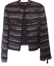 Jones New York Collection Jacket Blazer Black/Tan/Red Collarless Women's Size 8