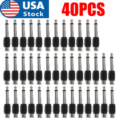 40Pcs RCA Female Jack To 6.35mm 1/4'' Male Mono Plug Audio Adapter Connector ##