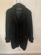 Gloverall Womens Straight Coat Above The Knee, Black Coat, Size 12