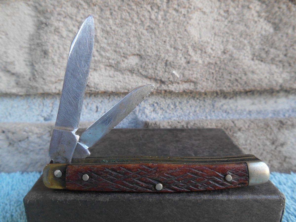 VINTAGE AMERICAN KNIFE CO. SABRE JAPAN 2 BLADE STAINLESS STEEL