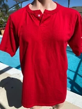 Vintage WILSON Henley short sleeve Logo Red T Shirt Mens '70s size XL