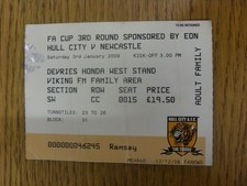 03/01/2009 Ticket: Hull City v Newcastle United [FA Cup] (folded). Footy Progs/B
