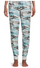 -SECRET TREASURES FLANNEL JOGGER PANTS CAMOUFLAGE GRAY AQUA POCKETS 2X