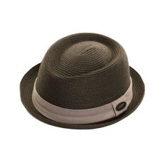 Quality Unisex Straw Porkpie Hat with Contrast Band 3 colors