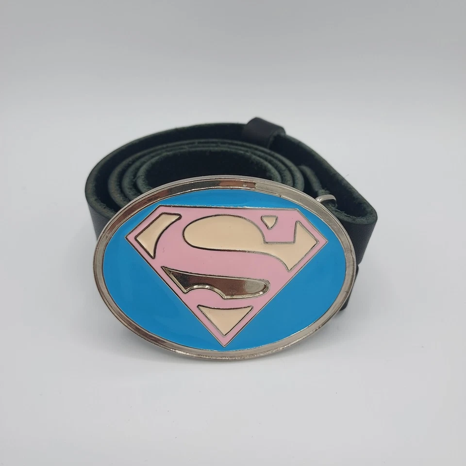 Cinturón de Cuero Vintage Superman Cinturón y Hebilla Talla Pequeña Longitud 98cm Ancho 3.5cm Foto 2 de 4