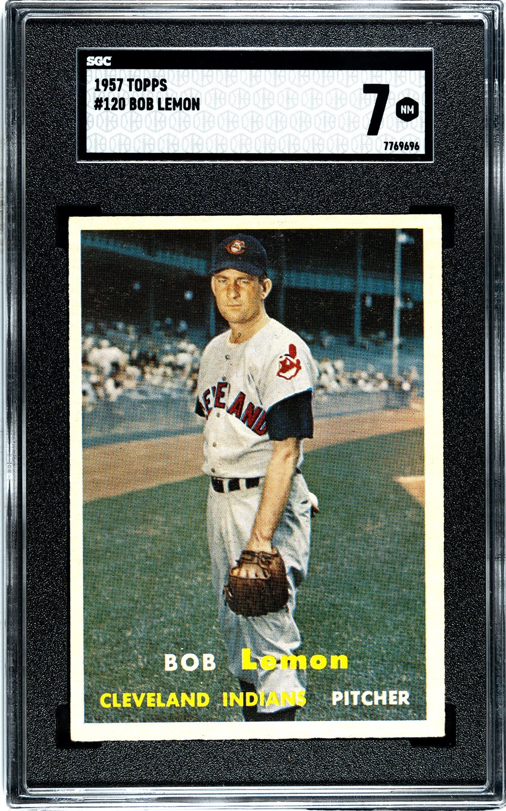 Bob Lemon 1957 Topps Baseball Card #120- SGC Graded 7 NM