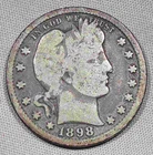 1898 U.S. Barber quarter from family collection saved between 1930 and WWII