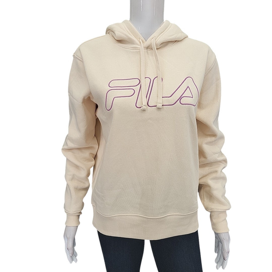 Felpa donna con cappuccio Fila taglia piccola sabbia maniche lunghe trendy pullover tutti i giorni
